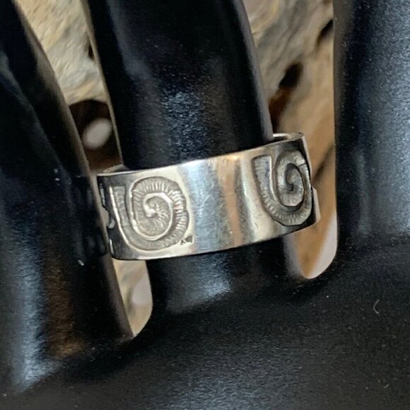 Vintage Sterling Silver Spiral Sun & Flowers Ring 6.5 - Picture 5 of 8